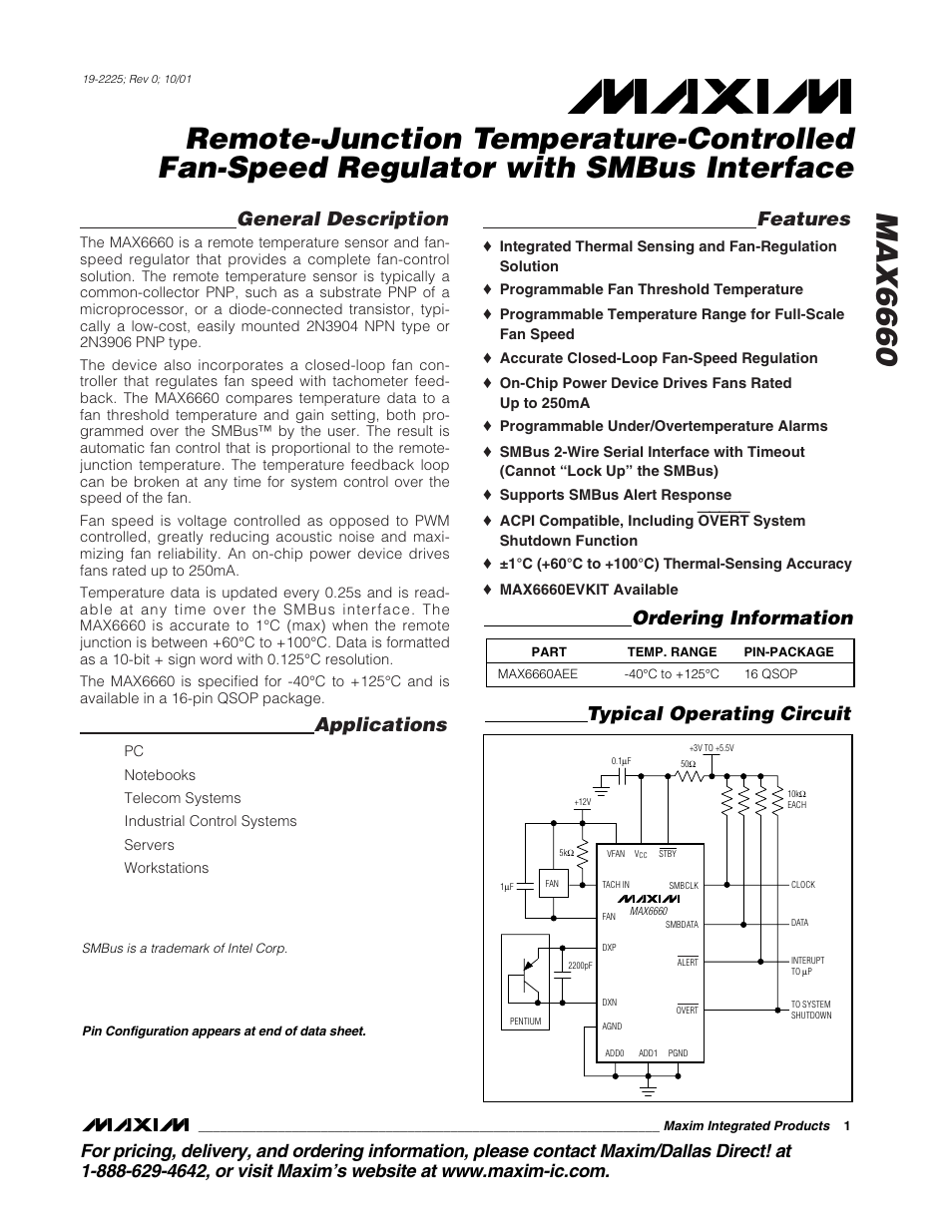 Rainbow Electronics MAX6660 User Manual | 21 pages