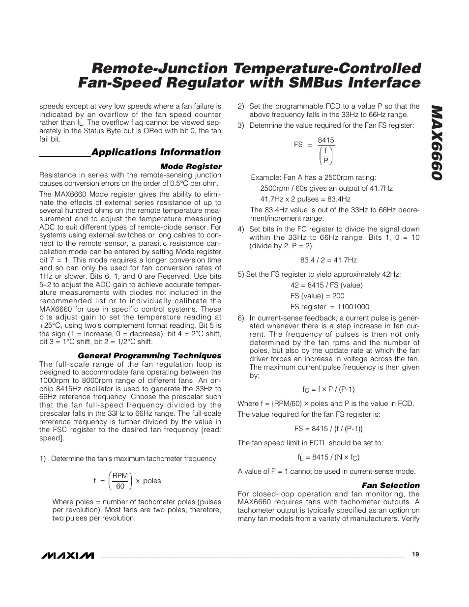 Applications information | Rainbow Electronics MAX6660 User Manual | Page 19 / 21