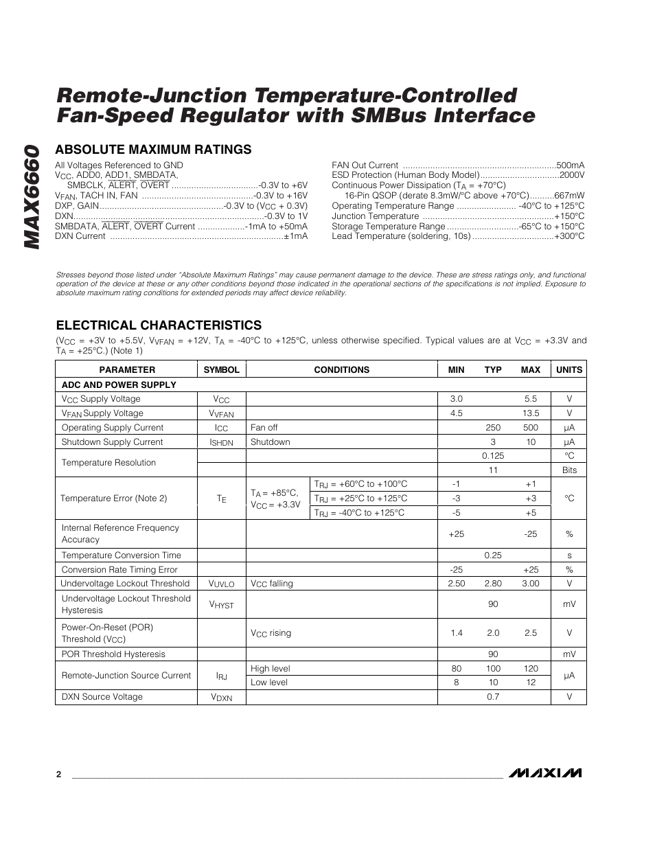 Rainbow Electronics MAX6660 User Manual | Page 2 / 21