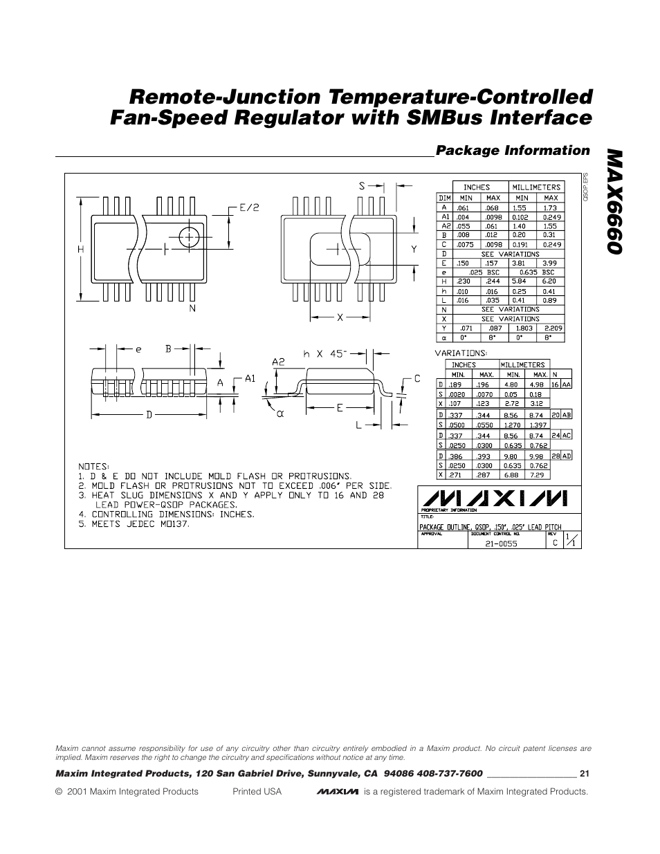 Rainbow Electronics MAX6660 User Manual | Page 21 / 21