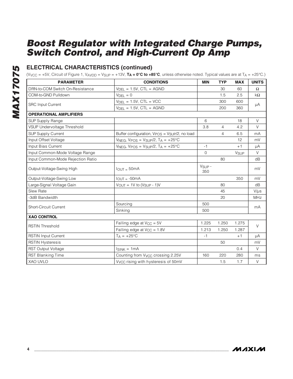 Electrical characteristics (continued) | Rainbow Electronics MAX17075 User Manual | Page 4 / 22