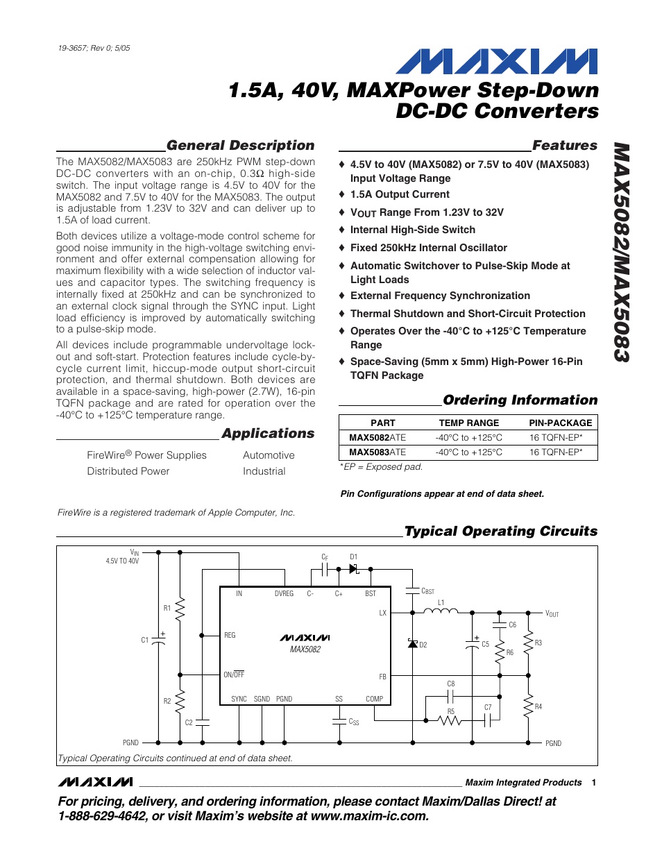 Rainbow Electronics MAX5083 User Manual | 18 pages