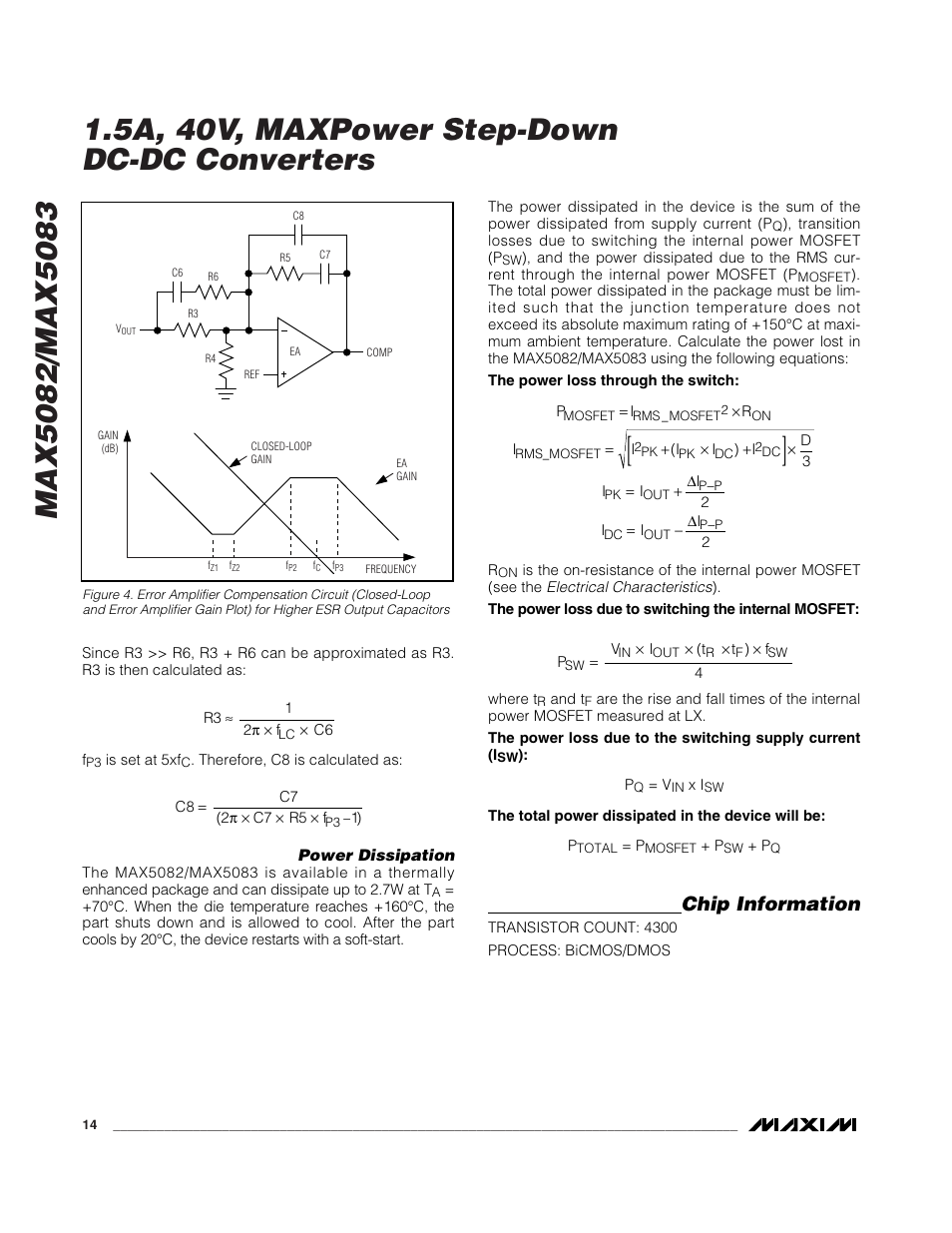 Chip information | Rainbow Electronics MAX5083 User Manual | Page 14 / 18