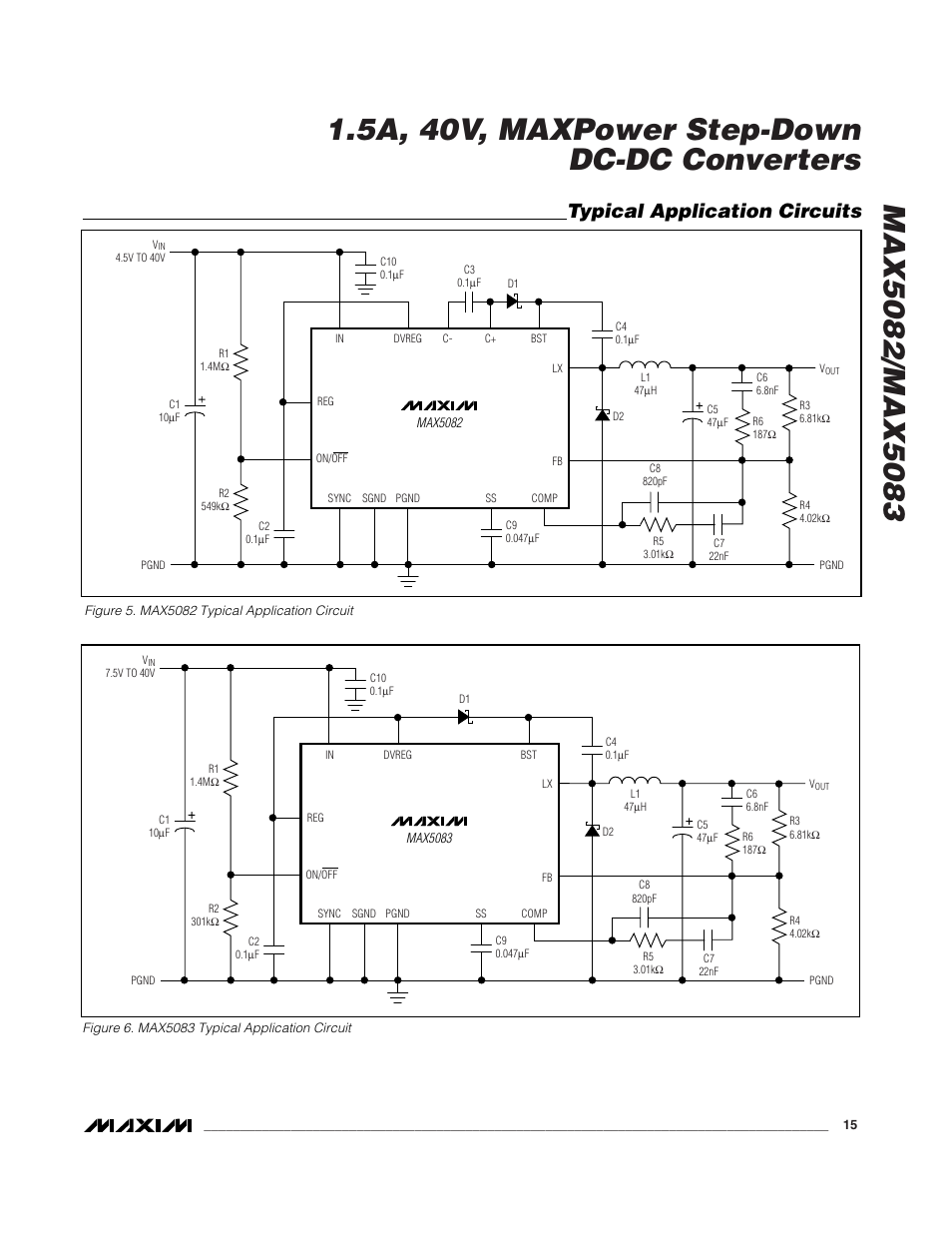 Typical application circuits | Rainbow Electronics MAX5083 User Manual | Page 15 / 18