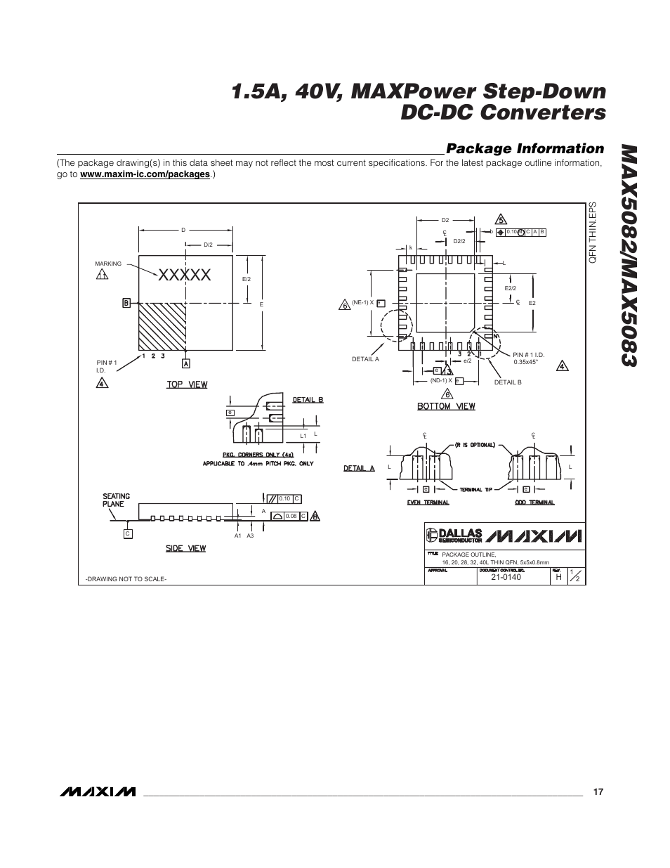 Package information | Rainbow Electronics MAX5083 User Manual | Page 17 / 18