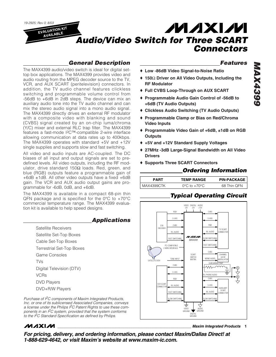 Rainbow Electronics MAX4399 User Manual | 32 pages