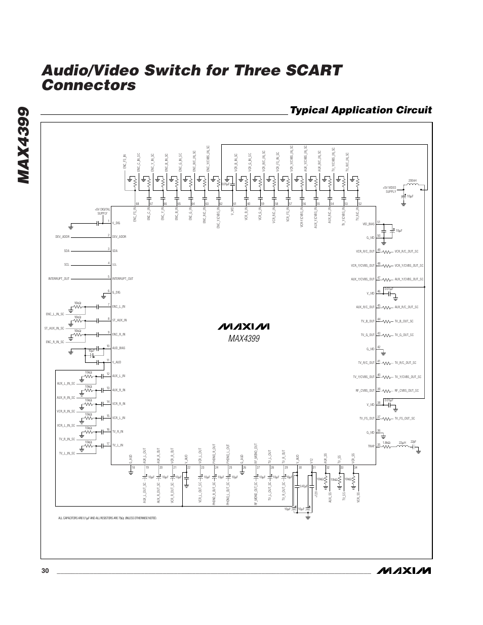 Typical application circuit, Max4399 | Rainbow Electronics MAX4399 User Manual | Page 30 / 32