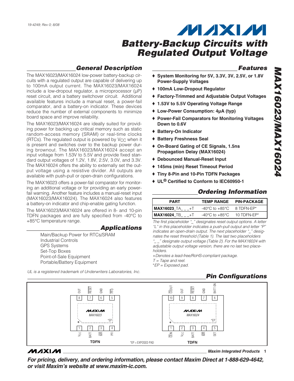 Rainbow Electronics MAX16024 User Manual | 17 pages