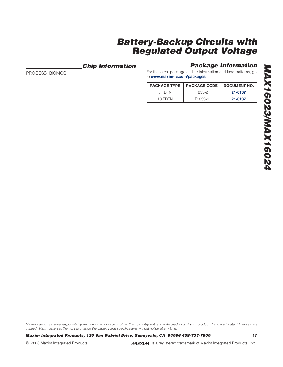 Rainbow Electronics MAX16024 User Manual | Page 17 / 17