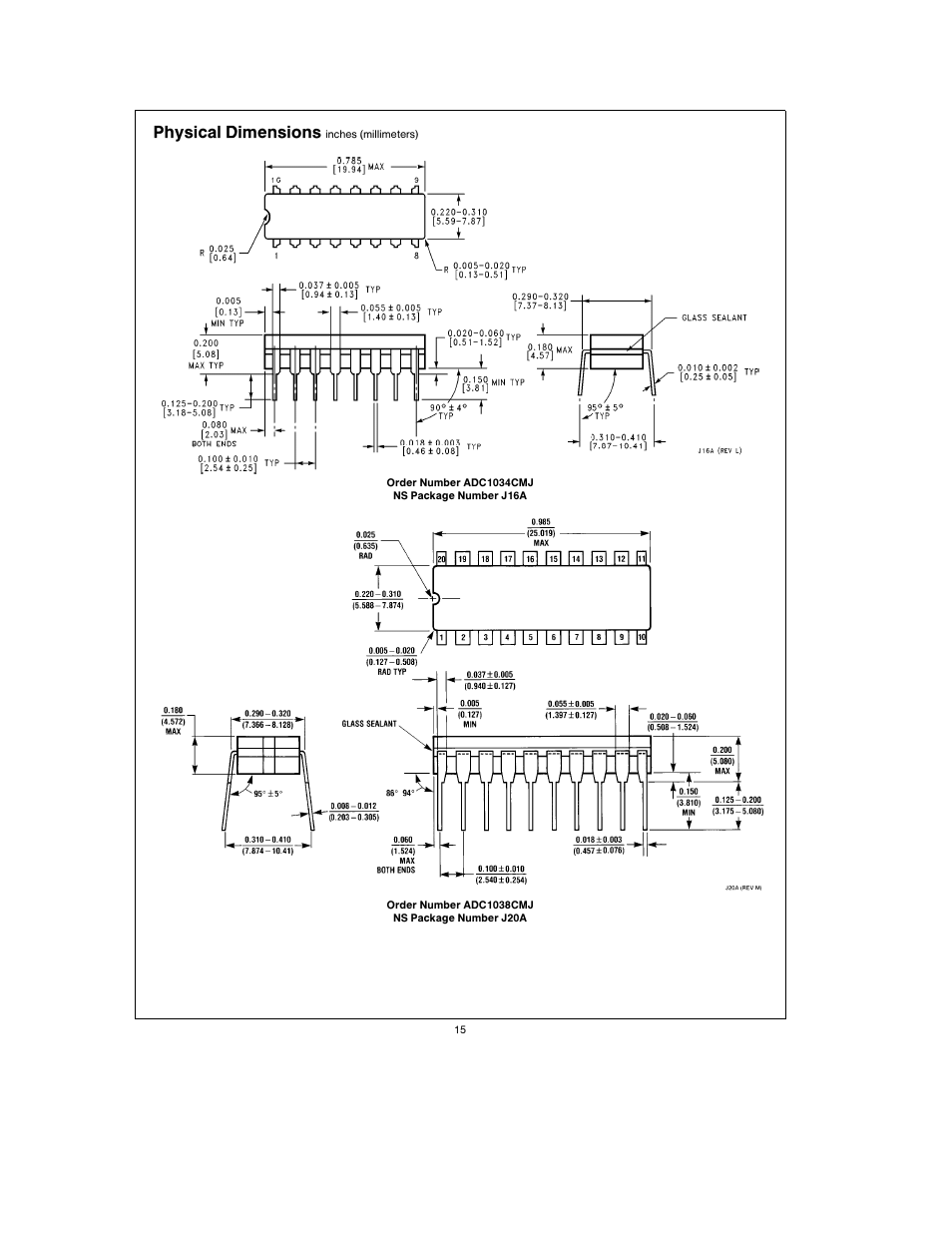 Physical dimensions | Rainbow Electronics ADC1038 User Manual | Page 15 / 18