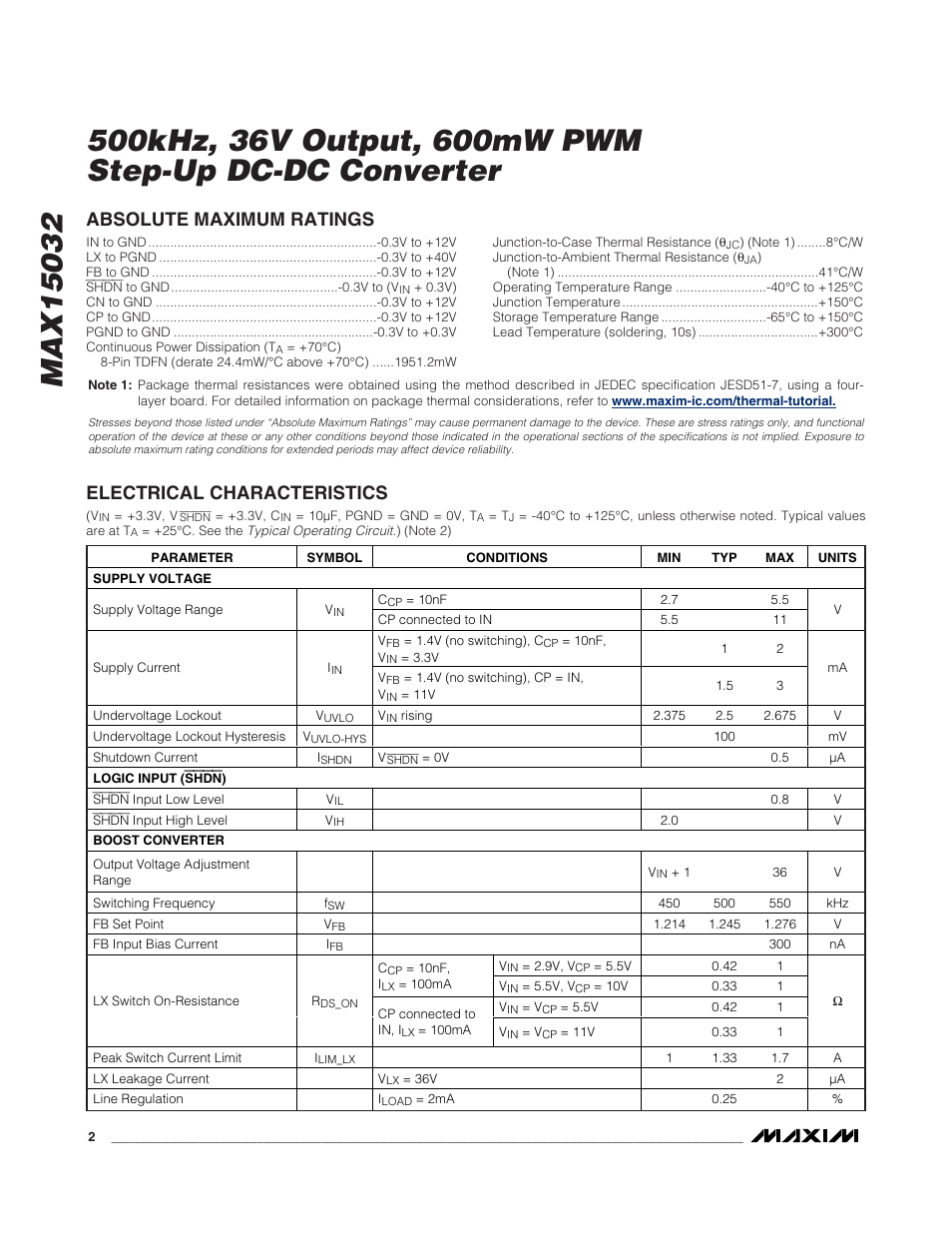 Rainbow Electronics MAX15032 User Manual | Page 2 / 10