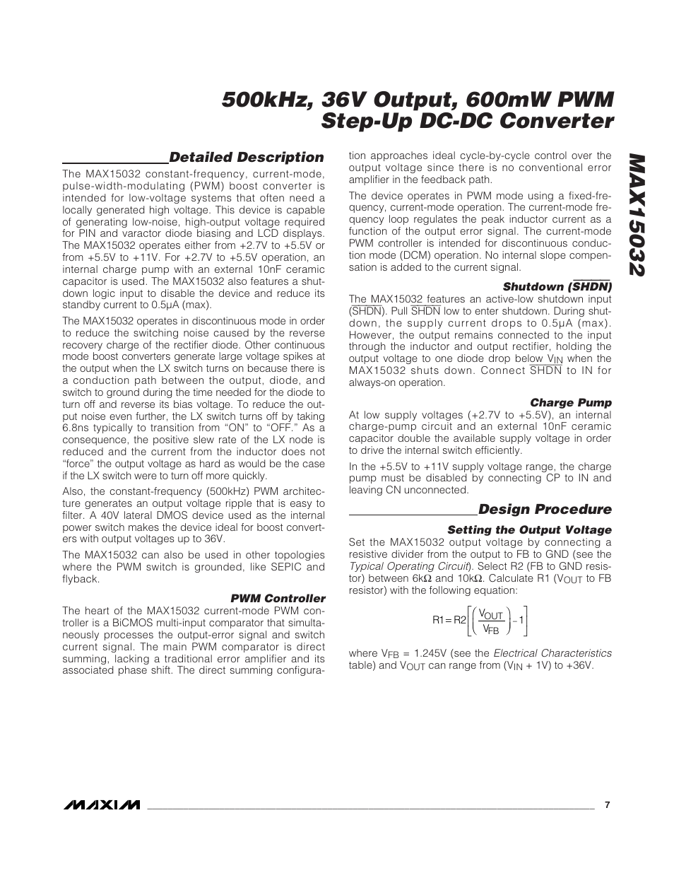 Detailed description, Design procedure | Rainbow Electronics MAX15032 User Manual | Page 7 / 10