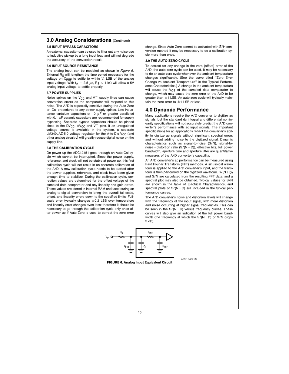 3 0 analog considerations, 4 0 dynamic performance | Rainbow Electronics ADC1251 User Manual | Page 15 / 18