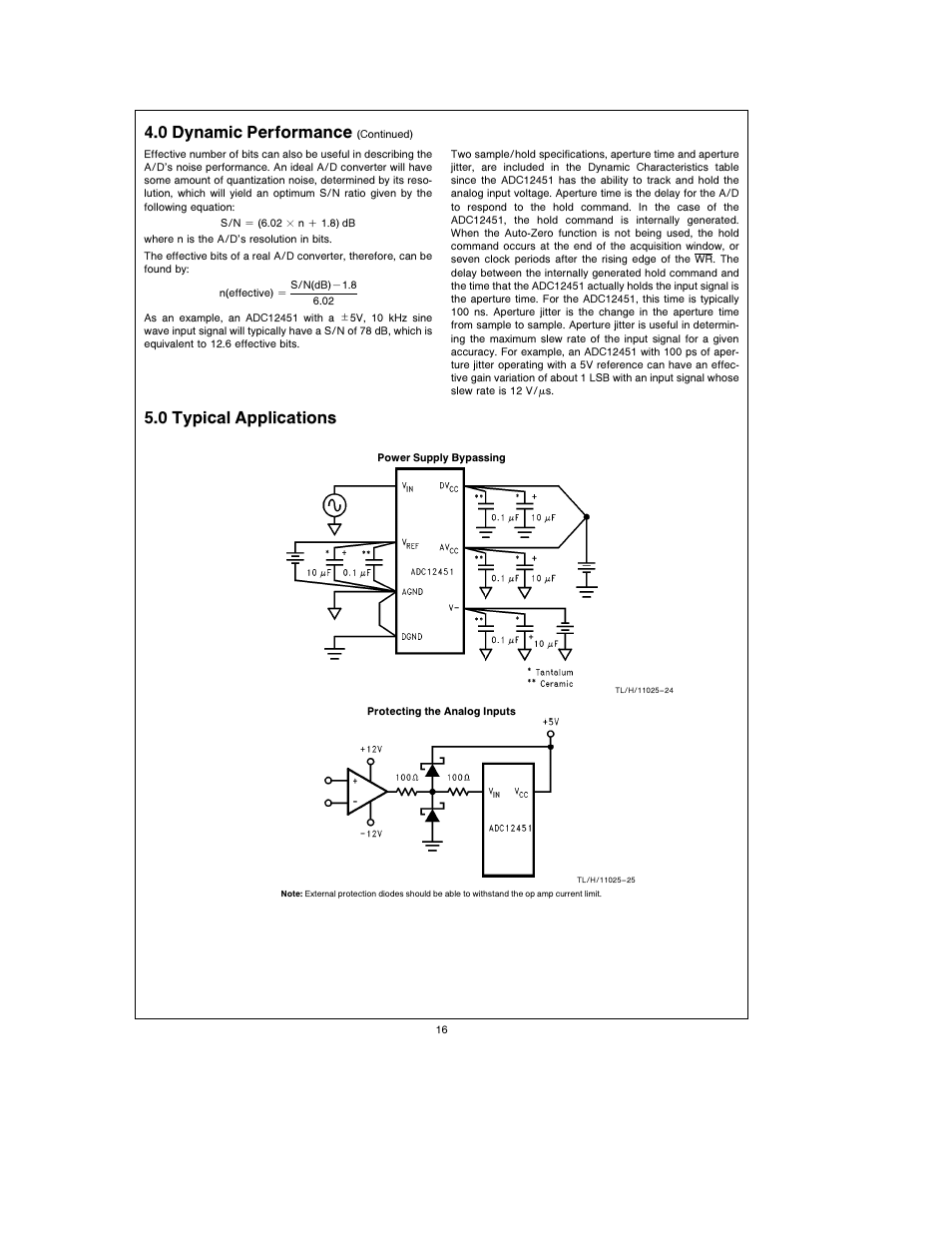 4 0 dynamic performance, 5 0 typical applications | Rainbow Electronics ADC1251 User Manual | Page 16 / 18