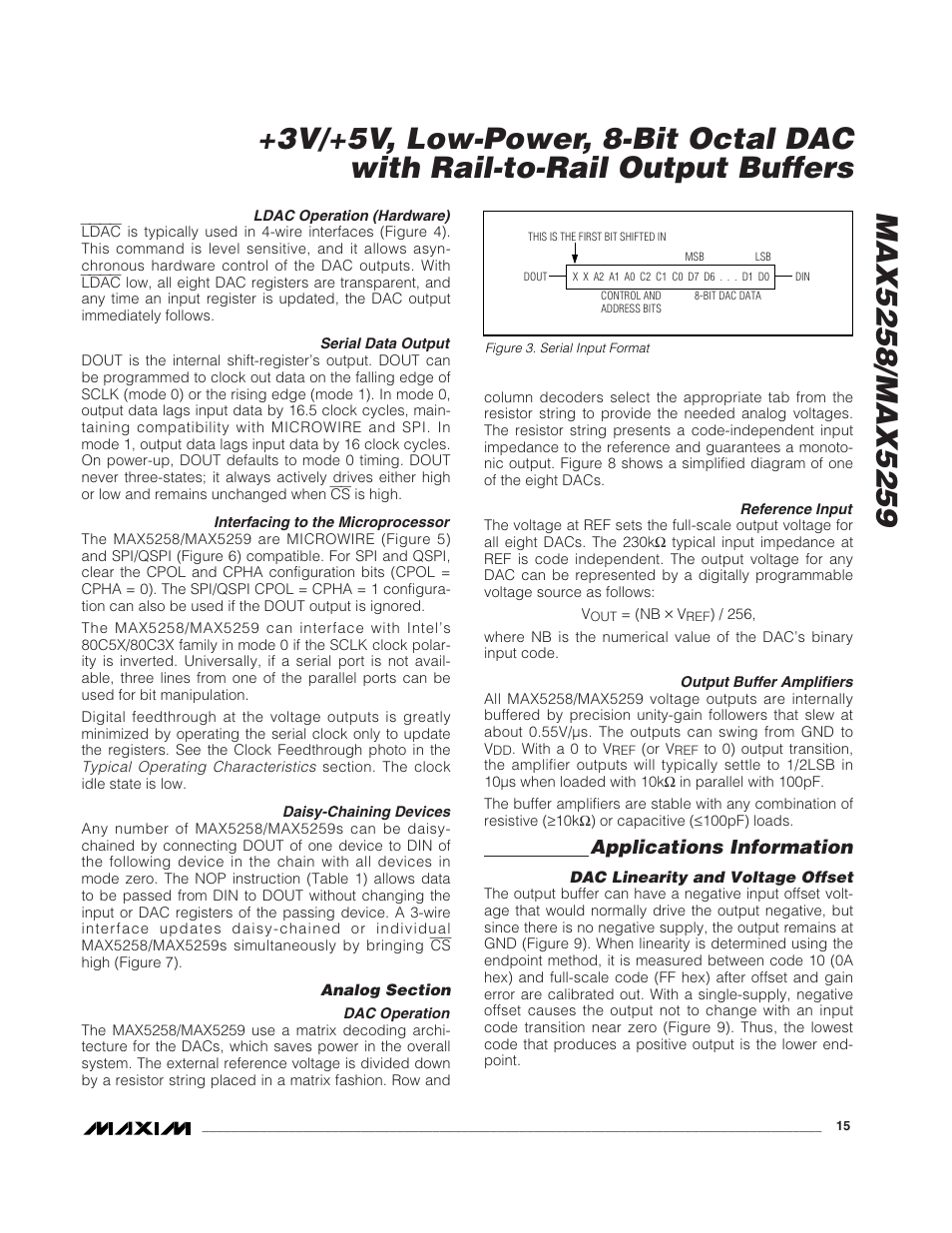 Applications information | Rainbow Electronics MAX5259 User Manual | Page 15 / 20