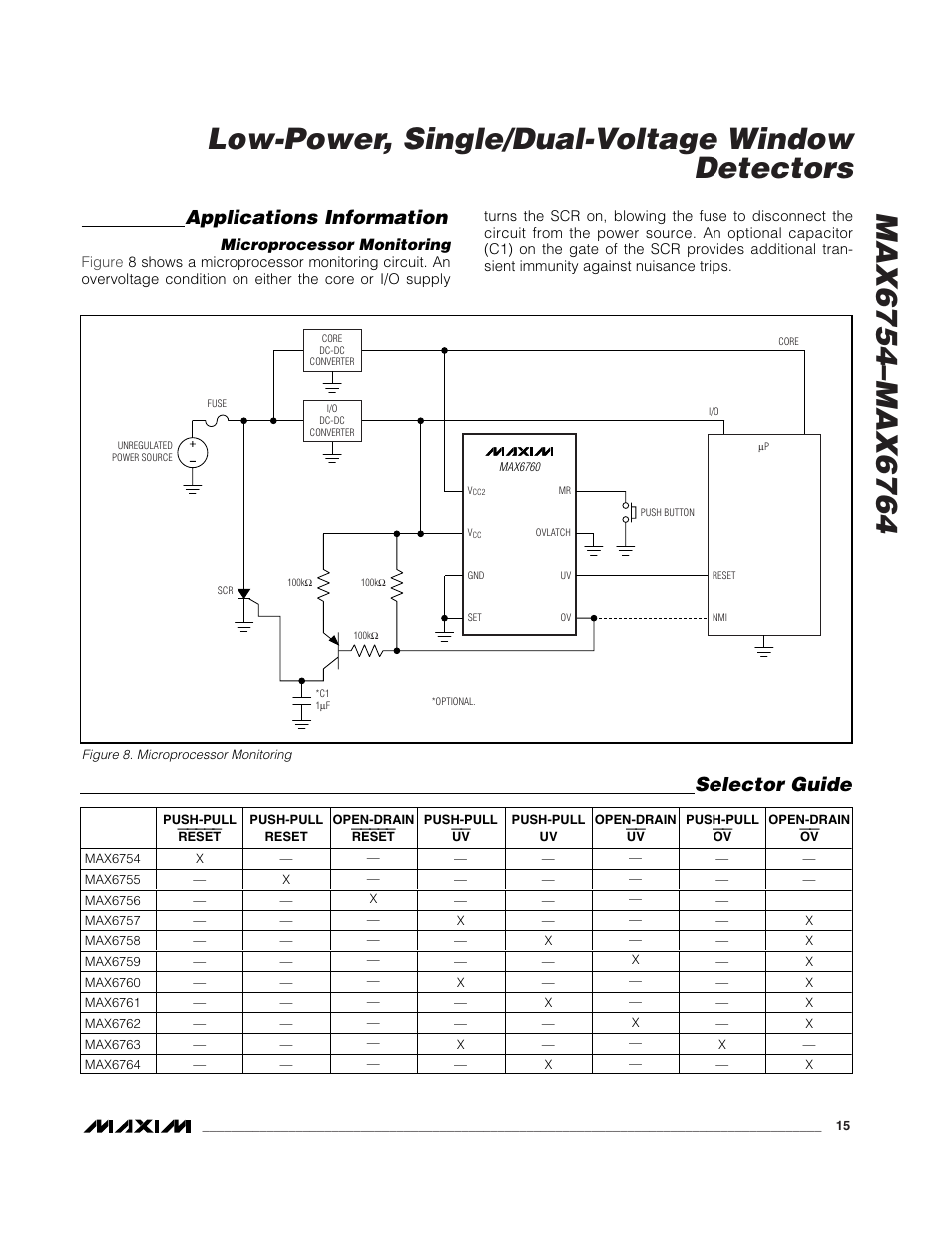 Applications information, Selector guide | Rainbow Electronics MAX6764 User Manual | Page 15 / 22