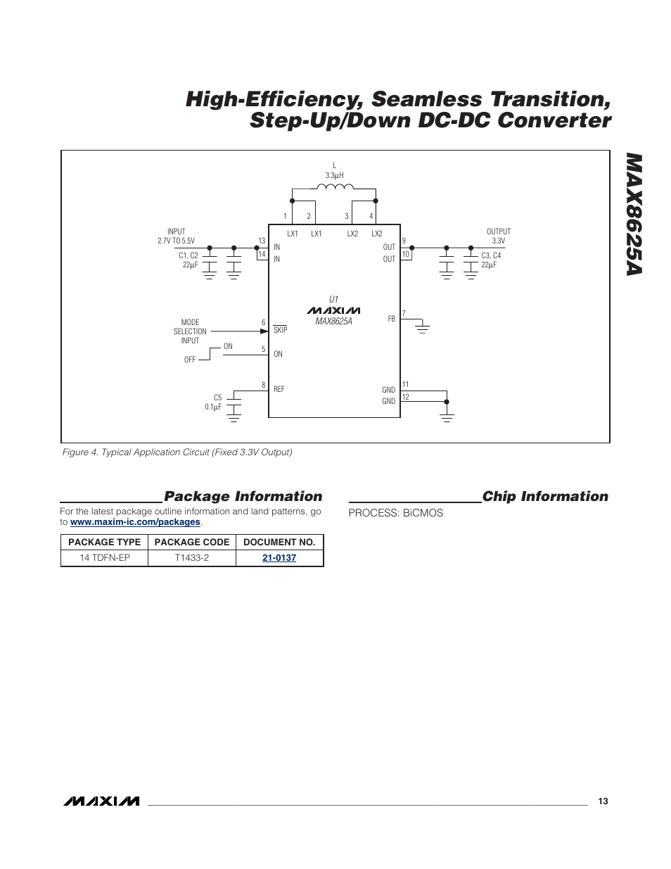 Chip information, Package information | Rainbow Electronics MAX8625A User Manual | Page 13 / 14