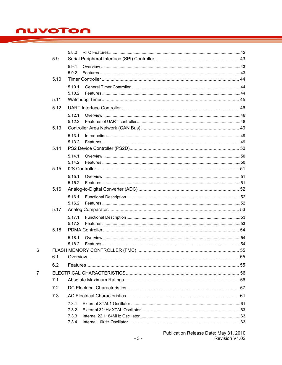Nuc140 series data sheet | Rainbow Electronics NUC140 User Manual | Page 3 / 74