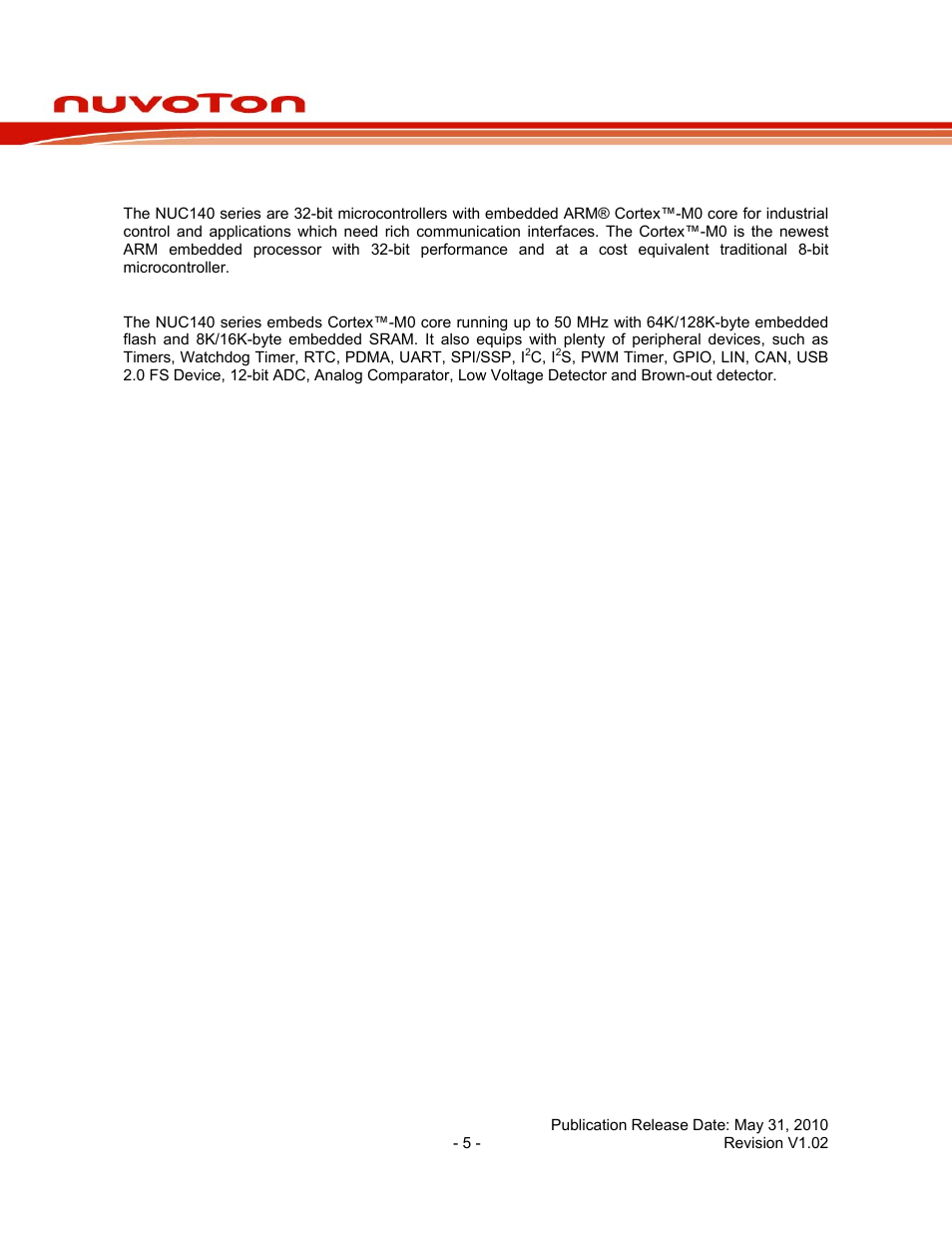 1 general description, General description, Nuc140 series data sheet | Rainbow Electronics NUC140 User Manual | Page 5 / 74