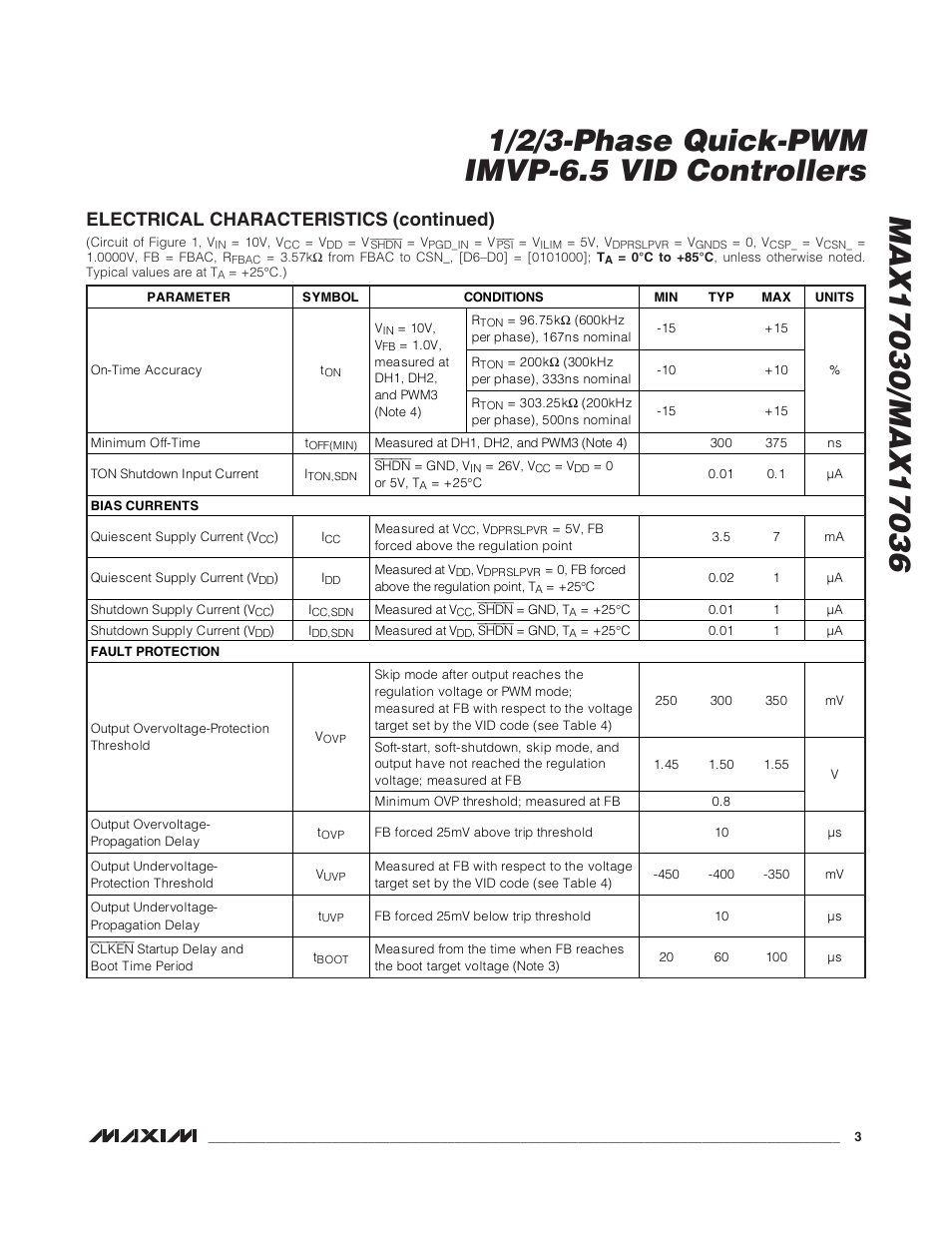 Electrical characteristics (continued) | Rainbow Electronics MAX17036 User Manual | Page 3 / 38