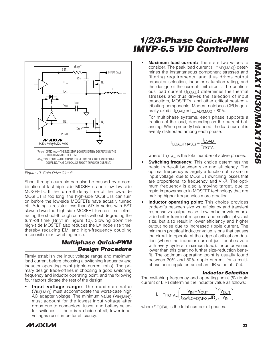 Multiphase quick-pwm design procedure | Rainbow Electronics MAX17036 User Manual | Page 33 / 38