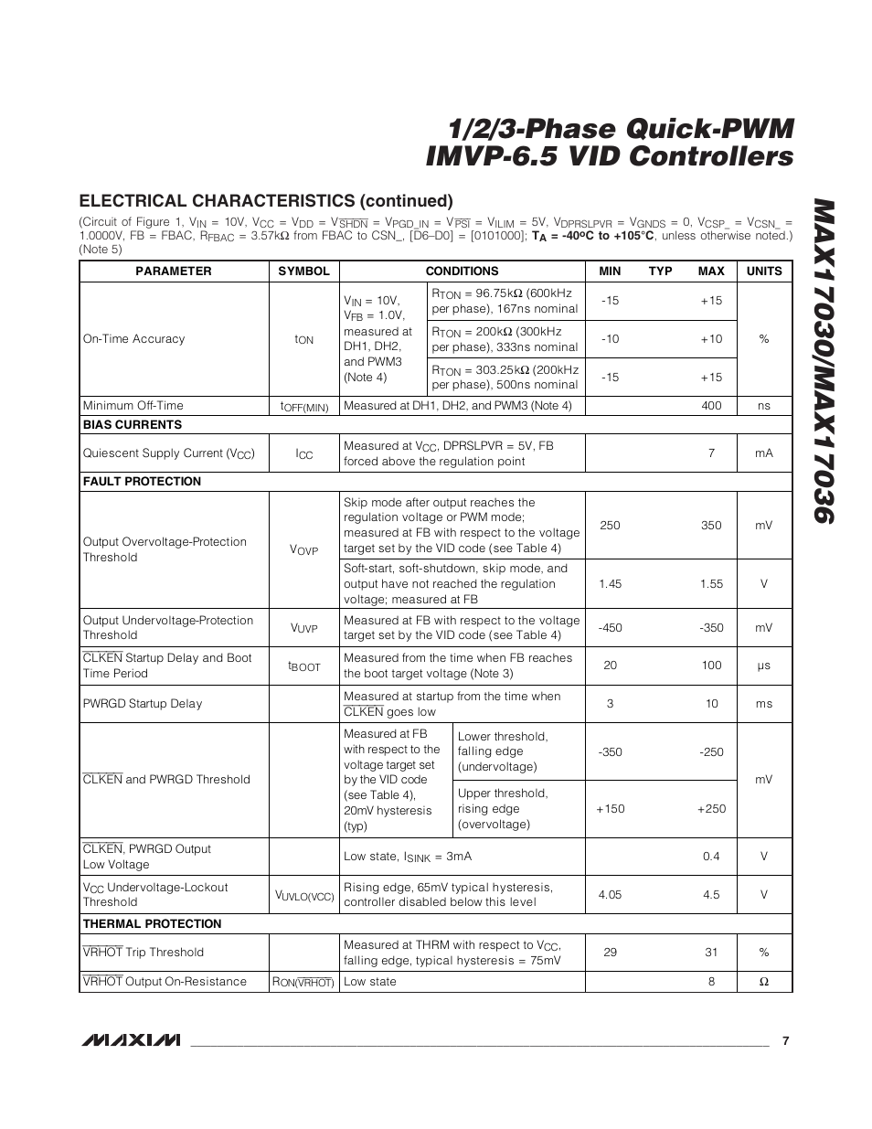 Electrical characteristics (continued) | Rainbow Electronics MAX17036 User Manual | Page 7 / 38