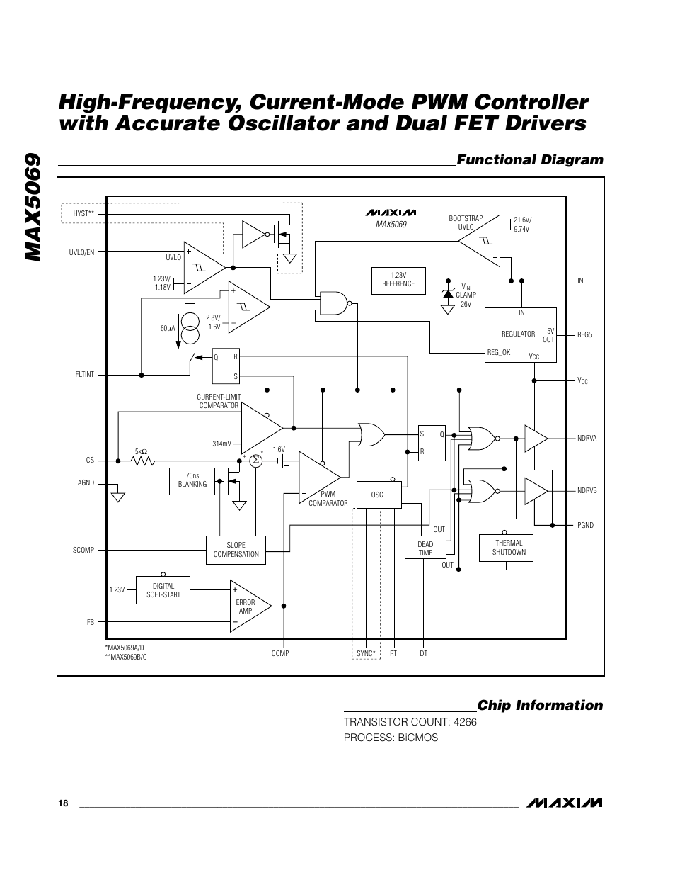 Functional diagram chip information | Rainbow Electronics MAX5069 User Manual | Page 18 / 19