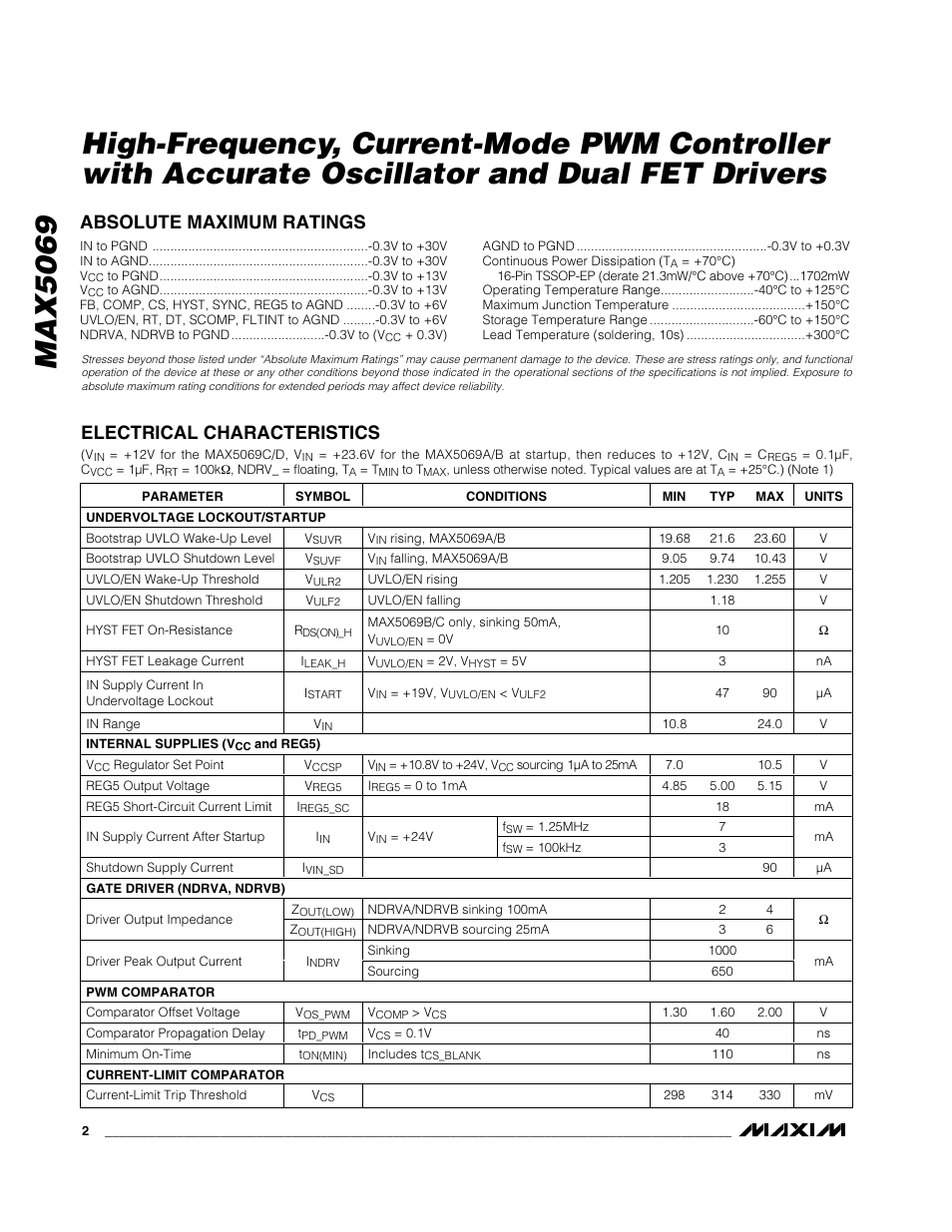 Rainbow Electronics MAX5069 User Manual | Page 2 / 19