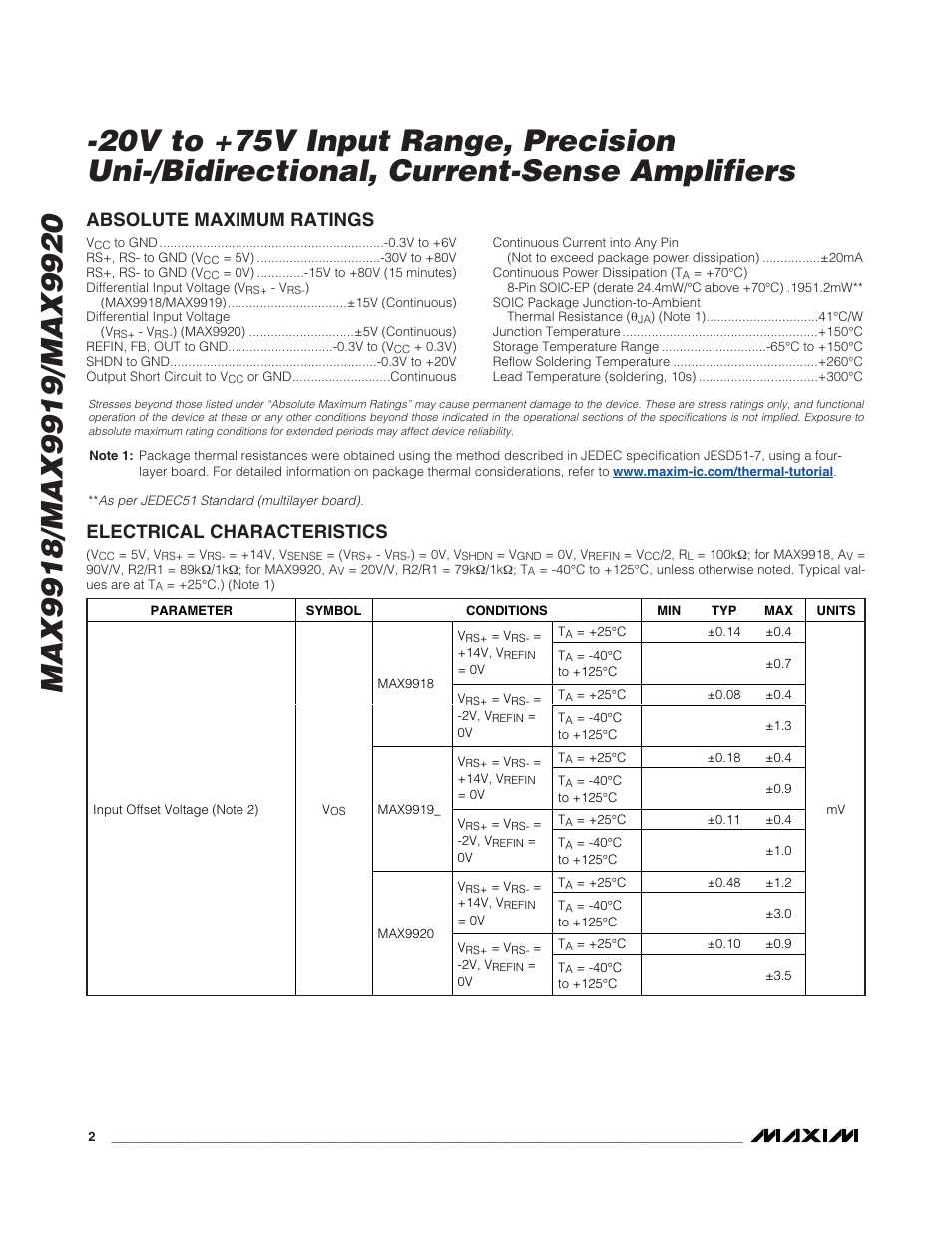 Rainbow Electronics MAX9920 User Manual | Page 2 / 18