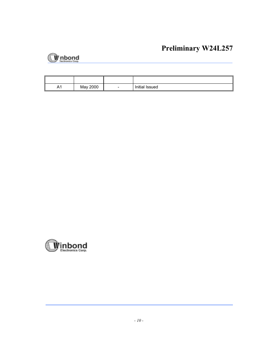 Version history | Rainbow Electronics W24L257 User Manual | Page 10 / 10
