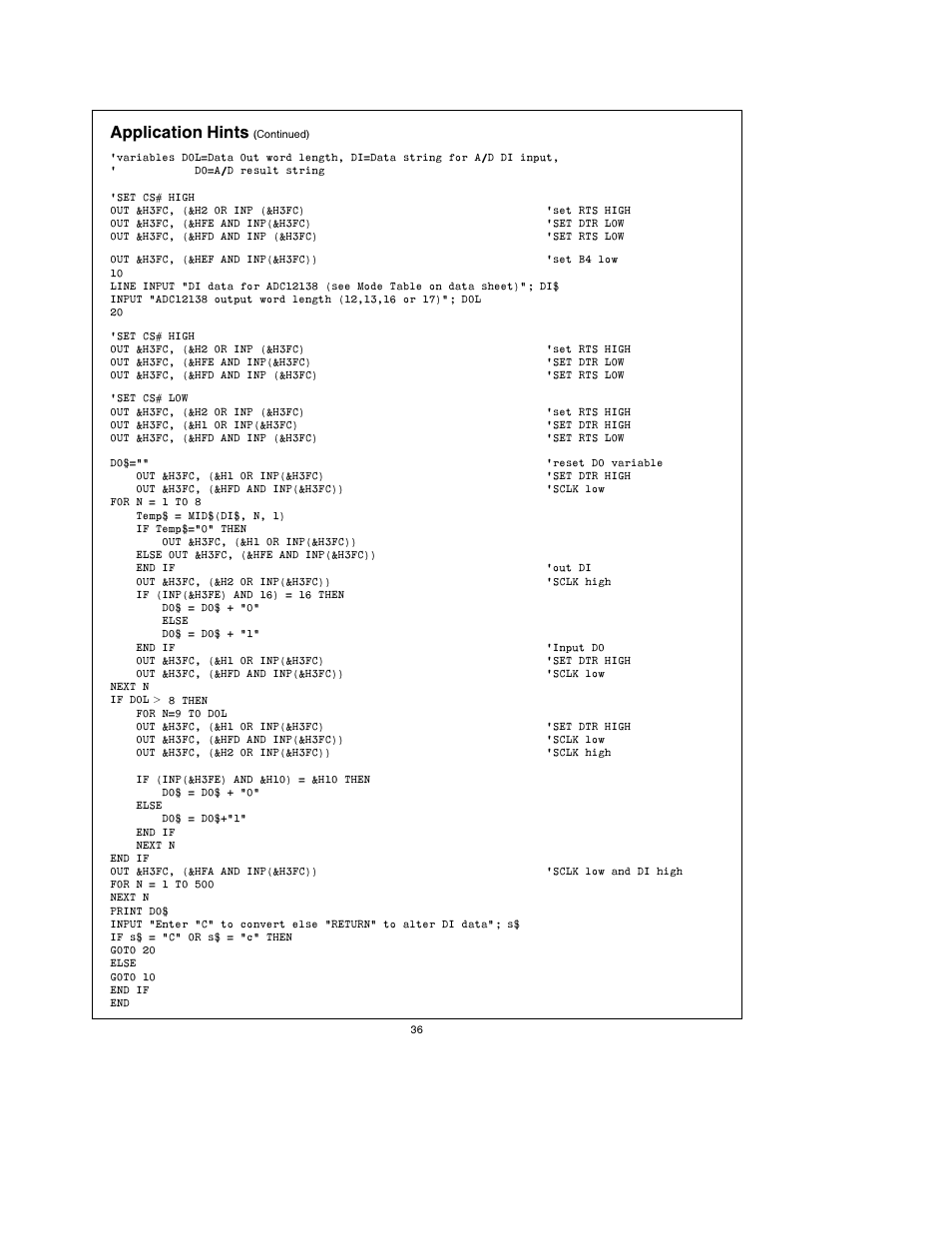 Application hints | Rainbow Electronics ADC12138 User Manual | Page 36 / 40