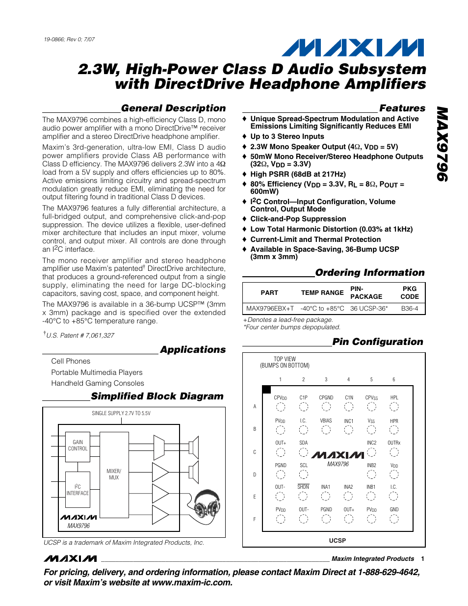 Rainbow Electronics MAX9796 User Manual | 27 pages