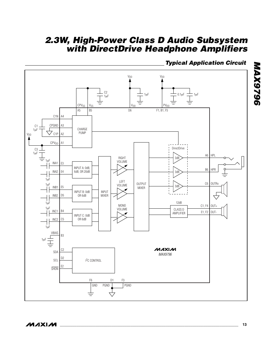 Typical application circuit | Rainbow Electronics MAX9796 User Manual | Page 13 / 27