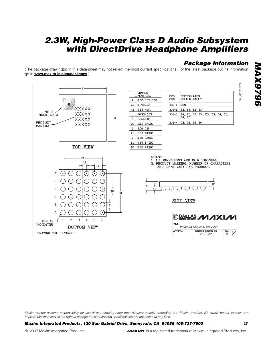 Package information | Rainbow Electronics MAX9796 User Manual | Page 27 / 27