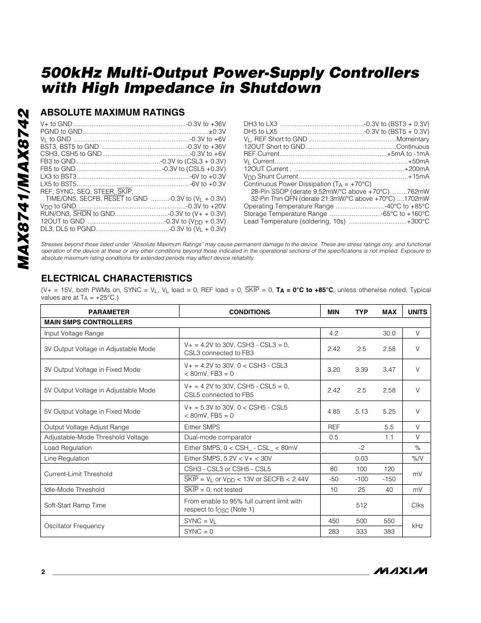 Rainbow Electronics MAX8742 User Manual | Page 2 / 33