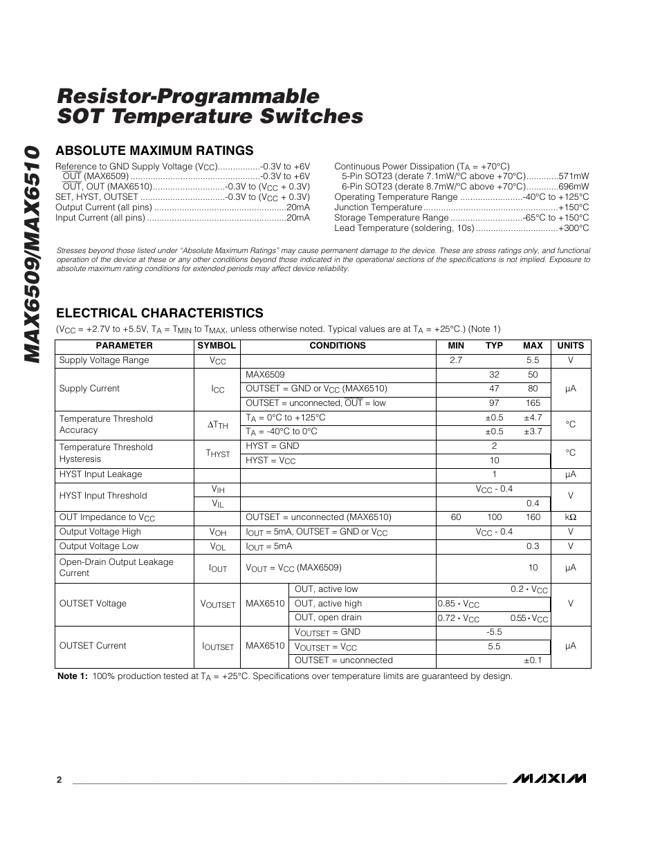 Rainbow Electronics MAX6510 User Manual | Page 2 / 8