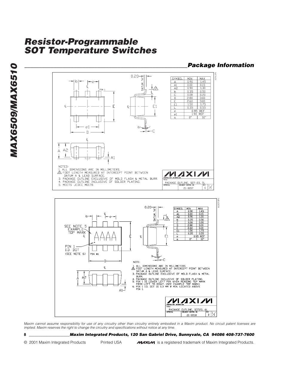 Package information | Rainbow Electronics MAX6510 User Manual | Page 8 / 8