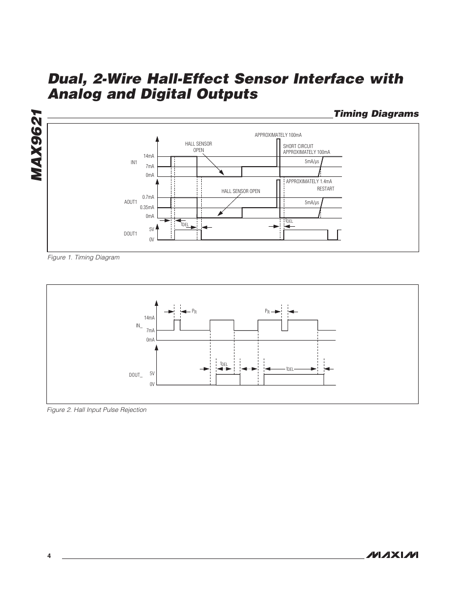 Timing diagrams | Rainbow Electronics MAX9621 User Manual | Page 4 / 14