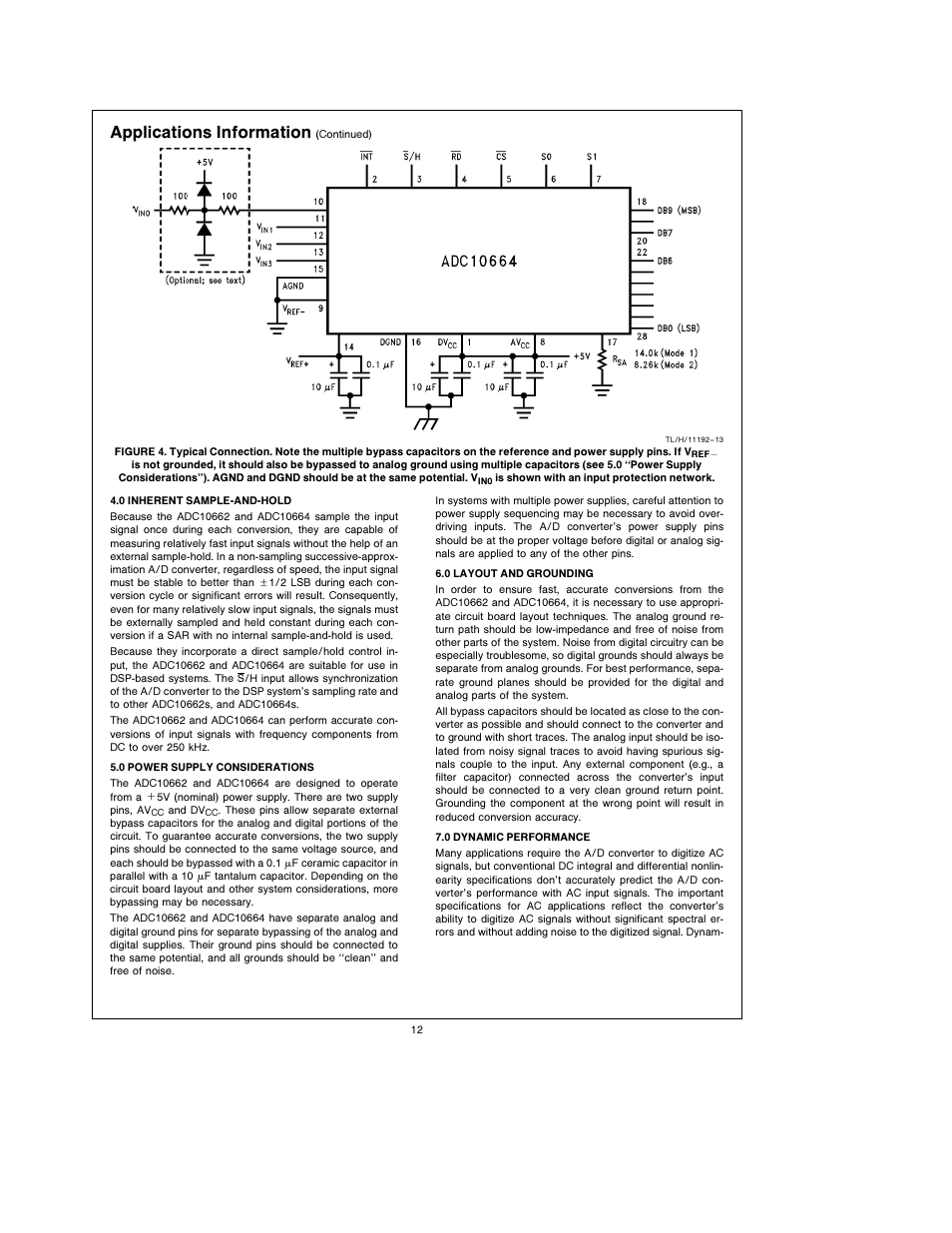 Applications information | Rainbow Electronics ADC10664 User Manual | Page 12 / 16