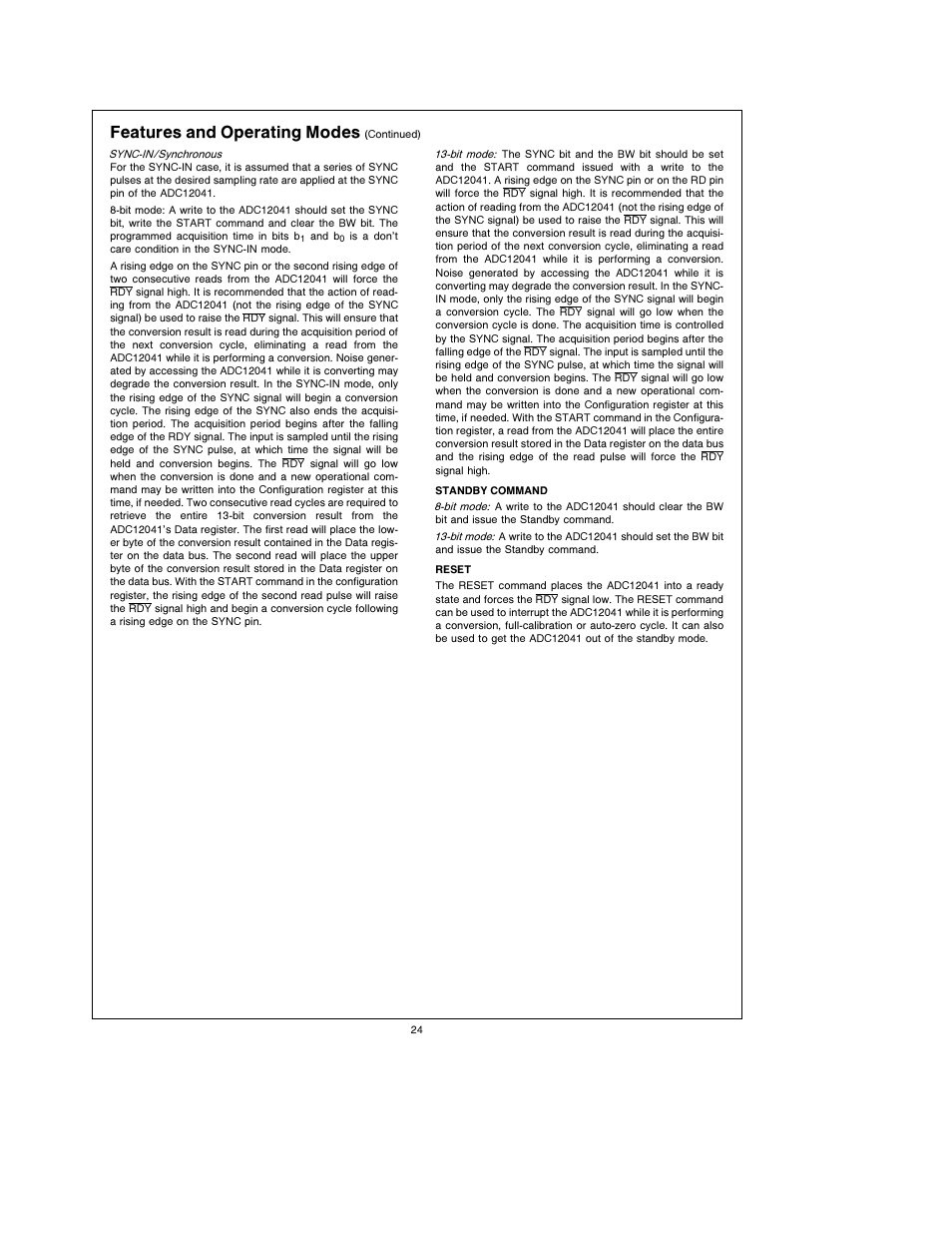 Features and operating modes | Rainbow Electronics ADC12041 User Manual | Page 24 / 30