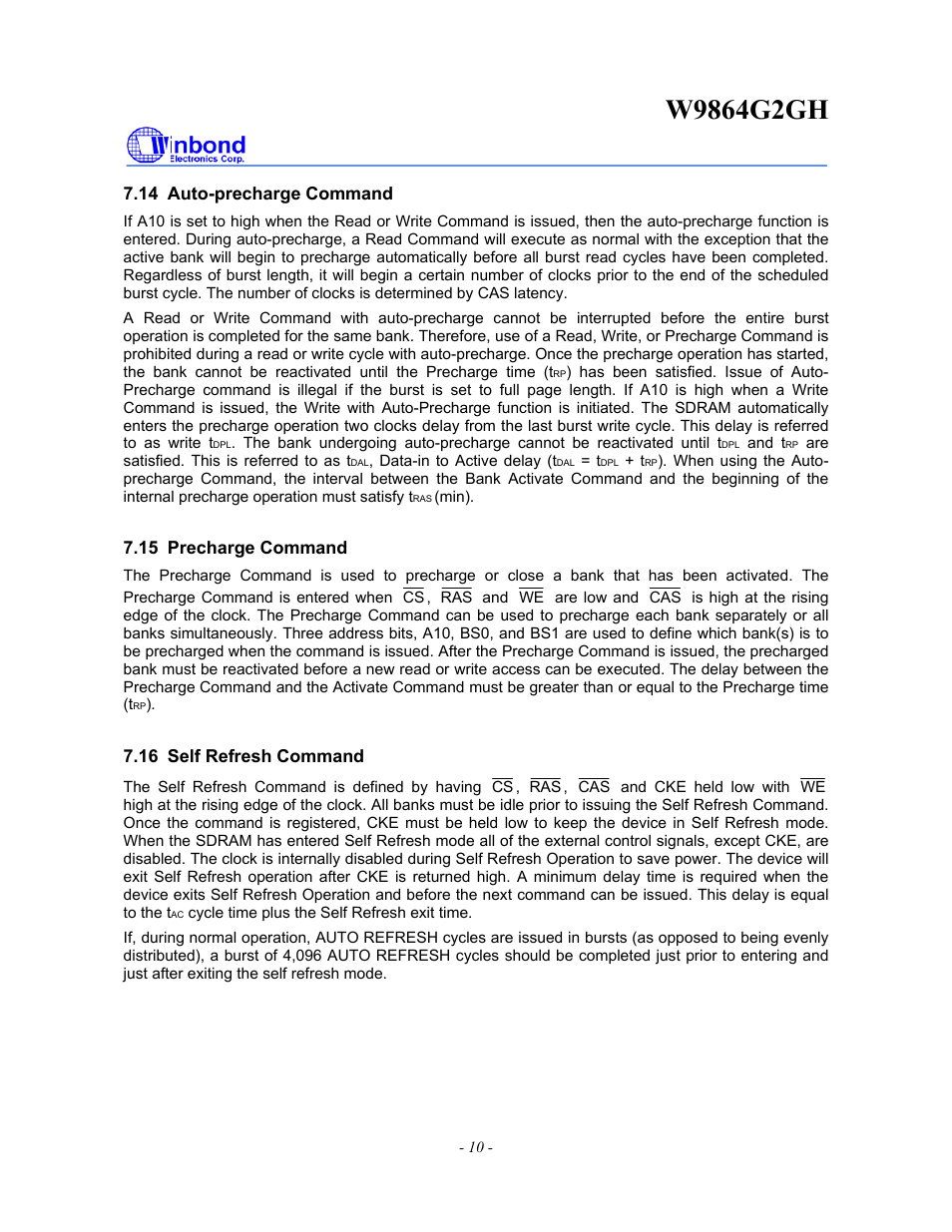 Rainbow Electronics W9864G2GH User Manual | Page 10 / 48