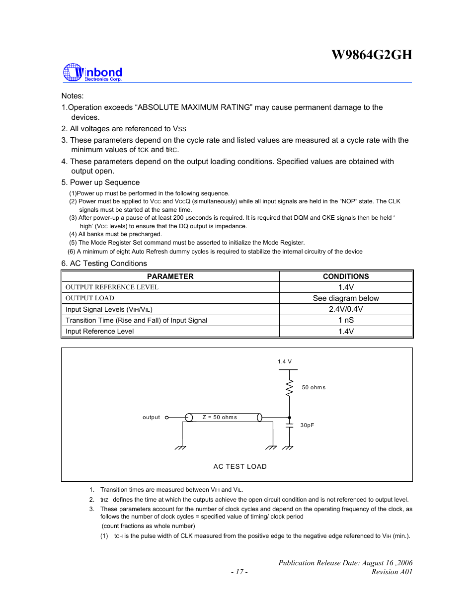 Rainbow Electronics W9864G2GH User Manual | Page 17 / 48