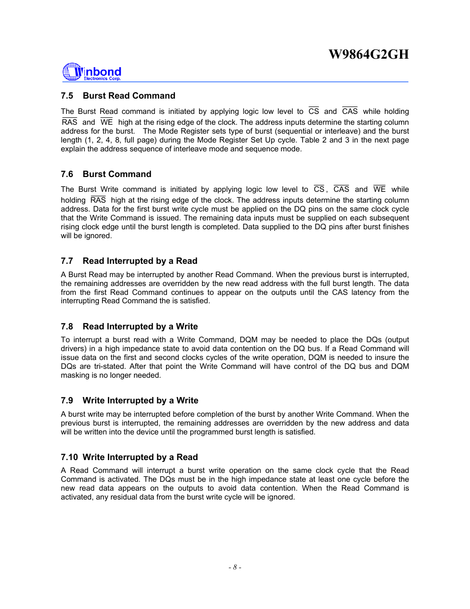 Rainbow Electronics W9864G2GH User Manual | Page 8 / 48