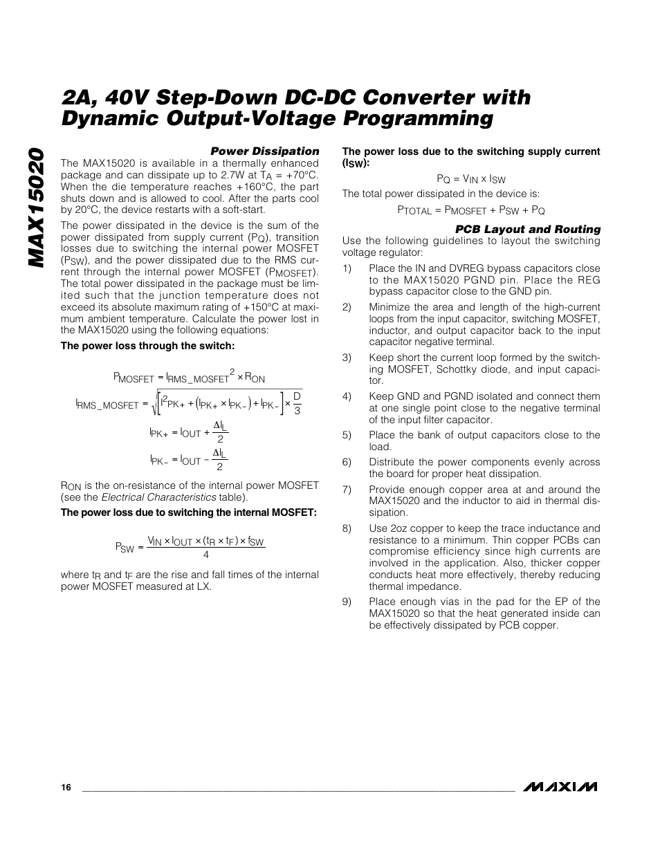 Rainbow Electronics MAX15020 User Manual | Page 16 / 19