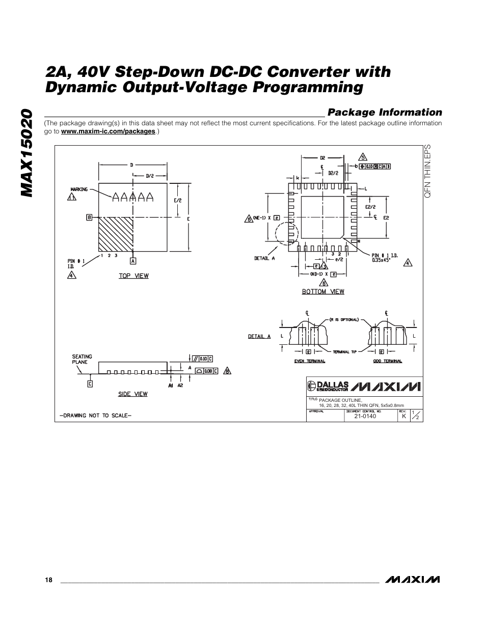 Package information | Rainbow Electronics MAX15020 User Manual | Page 18 / 19