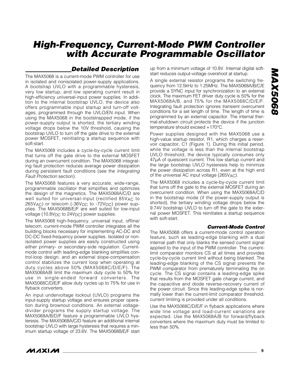 Detailed description | Rainbow Electronics MAX5068 User Manual | Page 9 / 20