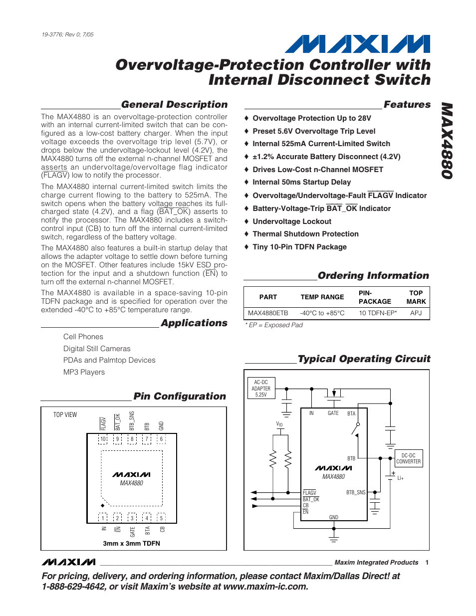 Rainbow Electronics MAX4880 User Manual | 10 pages