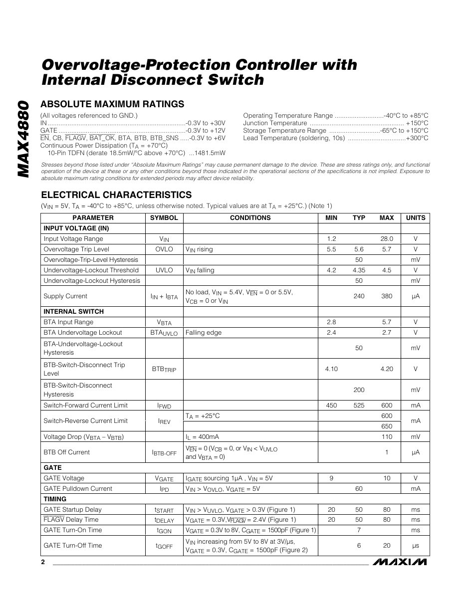 Rainbow Electronics MAX4880 User Manual | Page 2 / 10