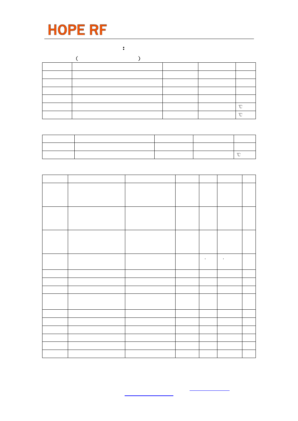 Electrical parameter, Maximum（not at working mode, Recommended working range | Dc characteristic, Rfm12, Maximum （ not at working mode | Rainbow Electronics RFM12 User Manual | Page 3 / 10