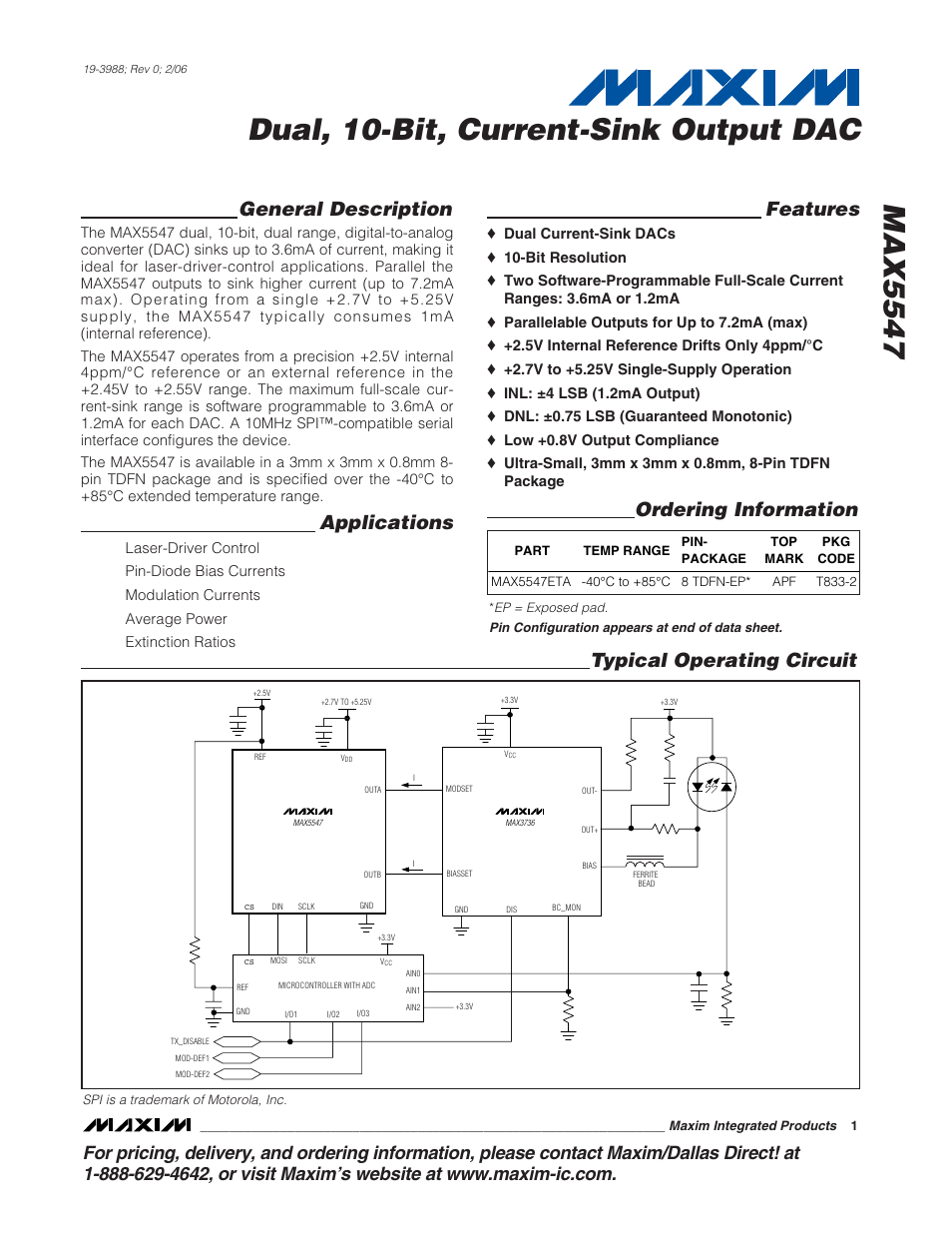 Rainbow Electronics MAX5547 User Manual | 12 pages